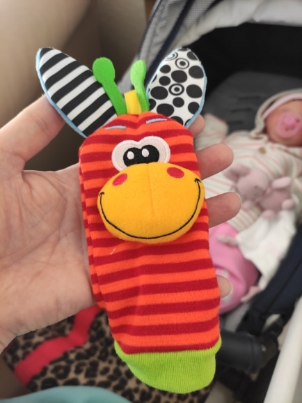 Cute Baby Rattles Soft Plush Toys Foot Wrist Rattle Set photo review