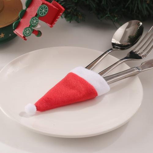 10PCS Christmas Tableware Set with Hat Fork Knife Cutlery Bag For Christmas Decoration