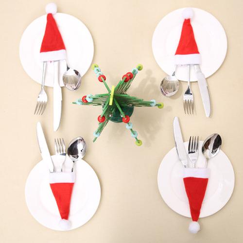 10PCS Christmas Tableware Set with Hat Fork Knife Cutlery Bag For Christmas Decoration