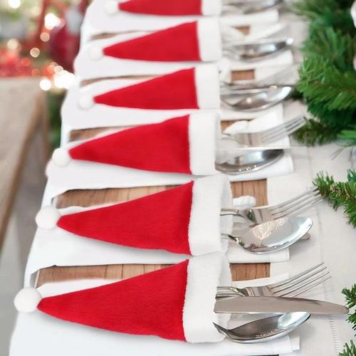 10PCS Christmas Tableware Set with Hat Fork Knife Cutlery Bag For Christmas Decoration