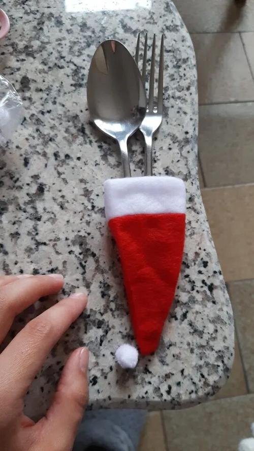 10PCS Christmas Tableware Set with Hat Fork Knife Cutlery Bag For Christmas Decoration photo review