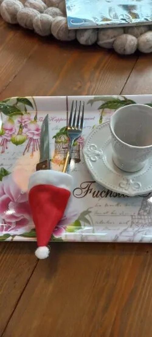 10PCS Christmas Tableware Set with Hat Fork Knife Cutlery Bag For Christmas Decoration photo review