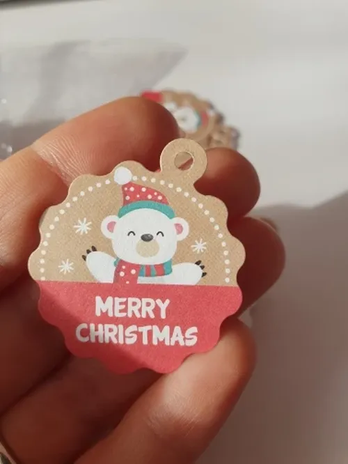 100Pcs Merry Christmas Hanging Tags With Santa Claus, Snowman, Xmas Tree, Snowflake photo review