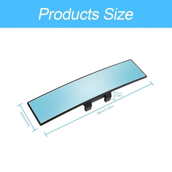 Curved Clip-On Car Rearview Mirror With Wide Viewing Angle