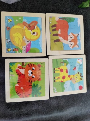Wooden Puzzle Toys for Kids with Cartoon Animal Traffic photo review
