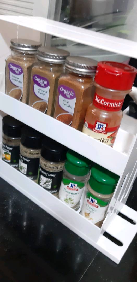 Rotating Spice Rack Cabinet with Pull-Out & Rotated Seasoning Storage Box photo review