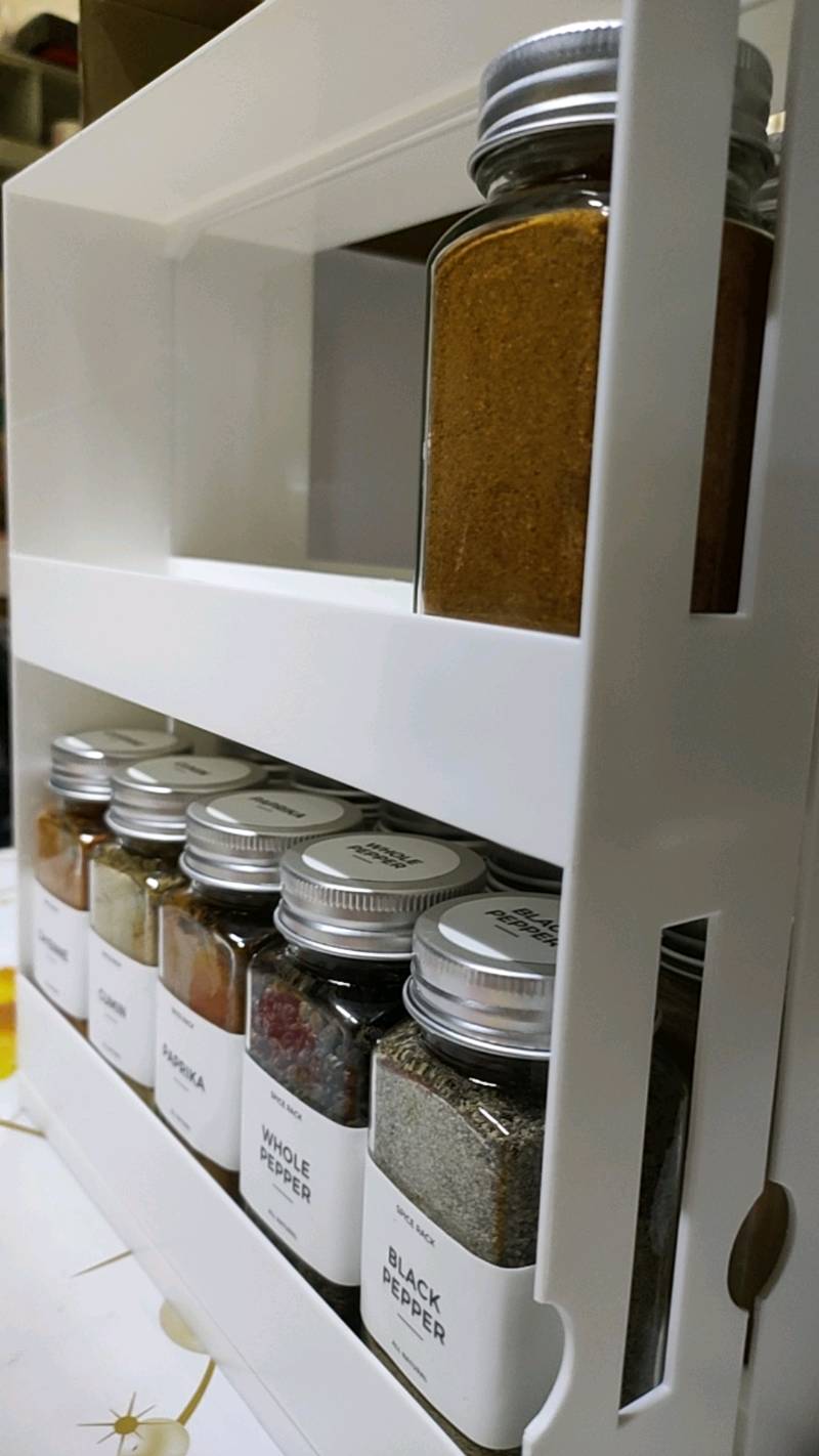 Rotating Spice Rack Cabinet with Pull-Out & Rotated Seasoning Storage Box photo review