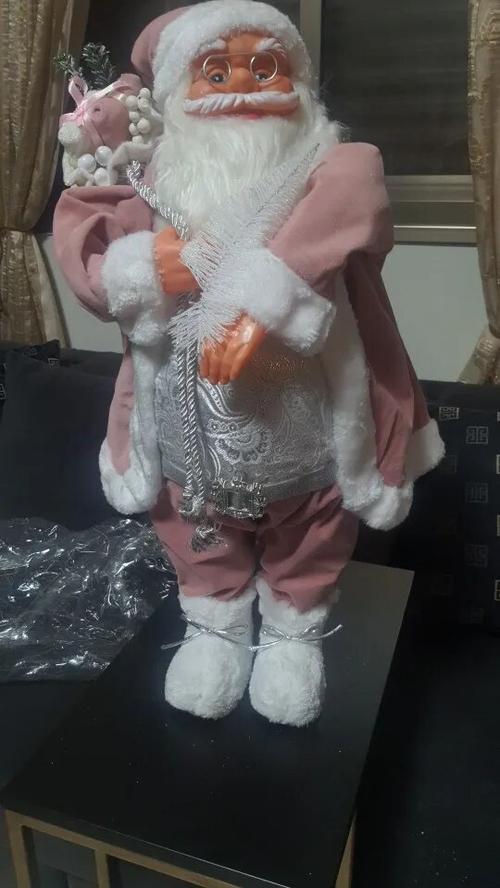 Pink Standing Santa Claus Doll With Christmas Ornaments For Home and Party Decoration photo review