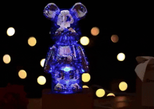3D Fireworks Bear Night Light With Colorful Projection USB Dimmable For Living Room Bedroom Decoration