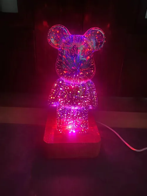 3D Fireworks Bear Night Light With Colorful Projection USB Dimmable For Living Room Bedroom Decoration photo review