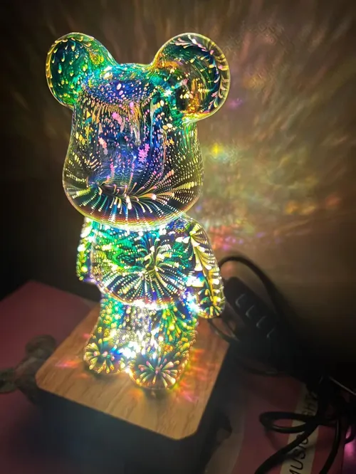 3D Fireworks Bear Night Light With Colorful Projection USB Dimmable For Living Room Bedroom Decoration photo review