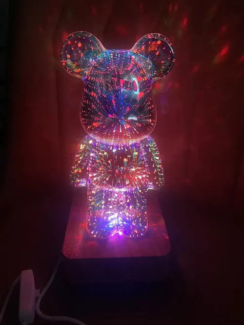 3D Fireworks Bear Night Light With Colorful Projection USB Dimmable For Living Room Bedroom Decoration photo review
