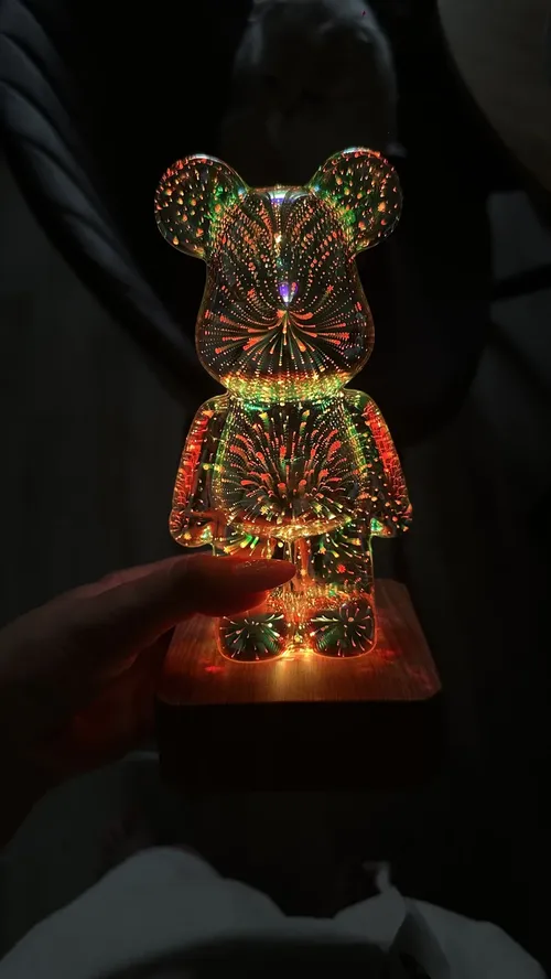 3D Fireworks Bear Night Light With Colorful Projection USB Dimmable For Living Room Bedroom Decoration photo review