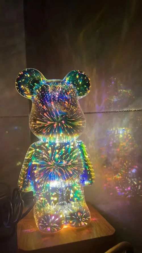 3D Fireworks Bear Night Light With Colorful Projection USB Dimmable For Living Room Bedroom Decoration photo review