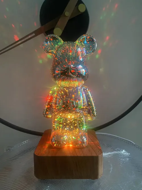 3D Fireworks Bear Night Light With Colorful Projection USB Dimmable For Living Room Bedroom Decoration photo review