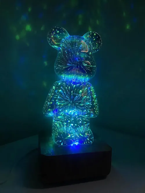 3D Fireworks Bear Night Light With Colorful Projection USB Dimmable For Living Room Bedroom Decoration photo review