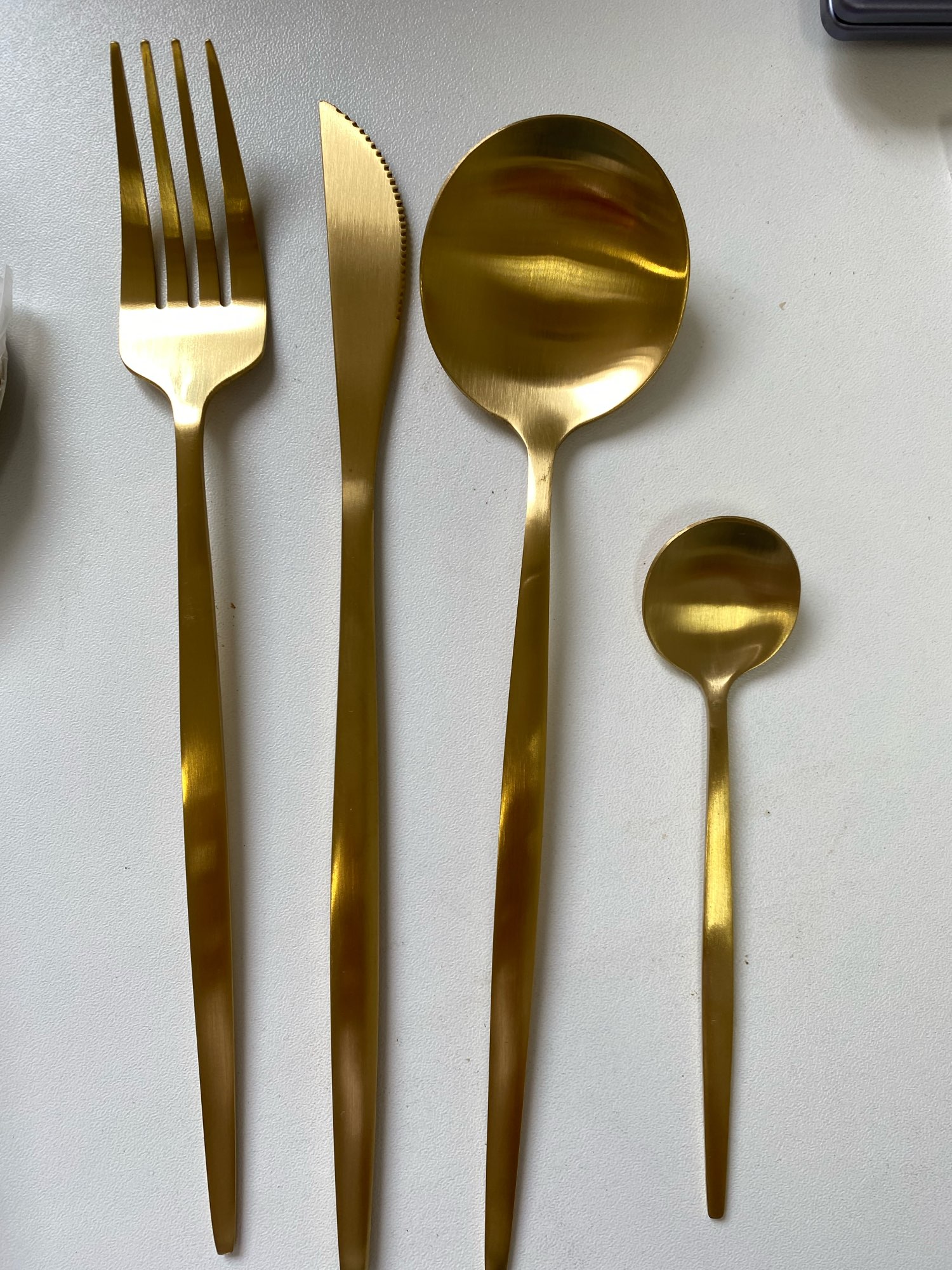 4Pcs Gold Black Dinnerware Set Stainless Steel Luxury Cutlery Set photo review