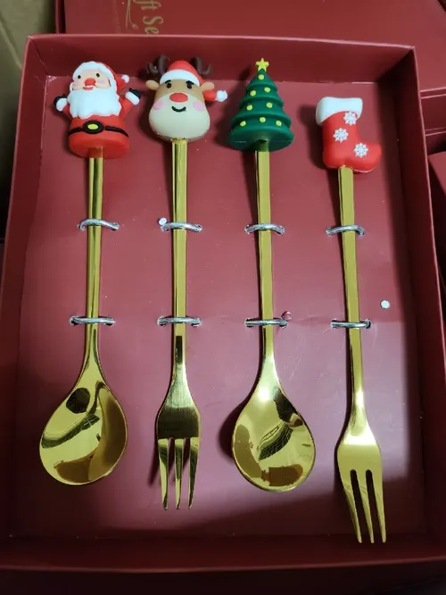 Metal Christmas Spoons with Santa Claus Design For Tableware And Party Decoration photo review