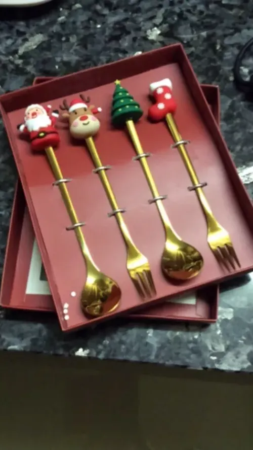 Metal Christmas Spoons with Santa Claus Design For Tableware And Party Decoration photo review