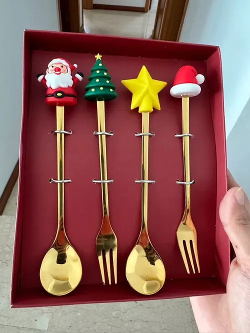 Metal Christmas Spoons with Santa Claus Design For Tableware And Party Decoration photo review