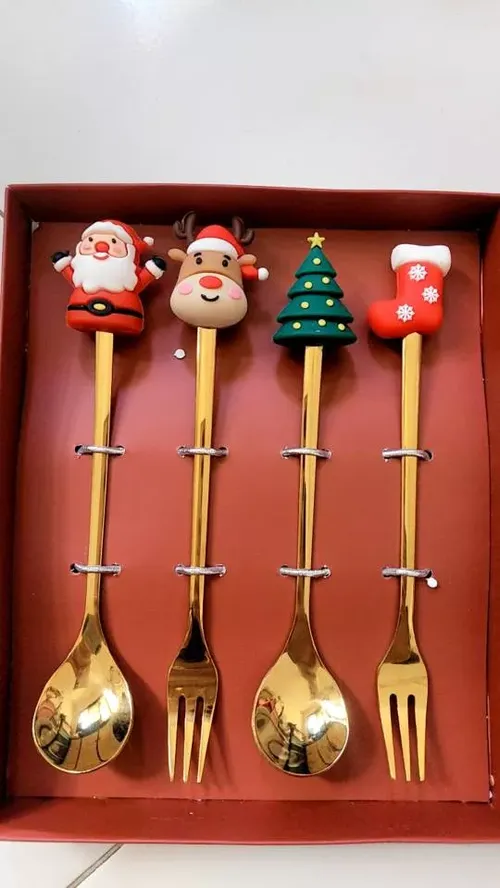 Metal Christmas Spoons with Santa Claus Design For Tableware And Party Decoration photo review