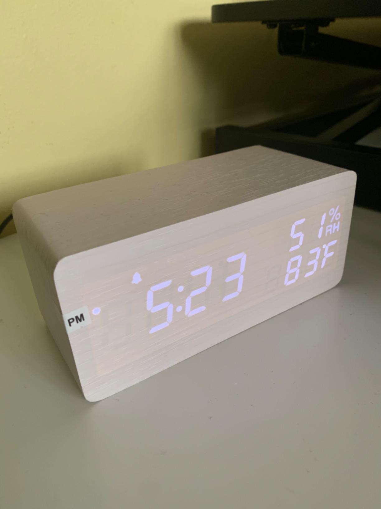 Alarm Clock LED Digital Wooden photo review