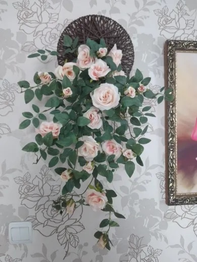 Rose Vine Wall Hanging Fake Flower Decoration photo review