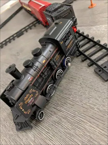 Railway Classical Freight Train Set Passenger Water Steam Locomotive Playset With Smoke Simulation Model Electric Train Toys photo review