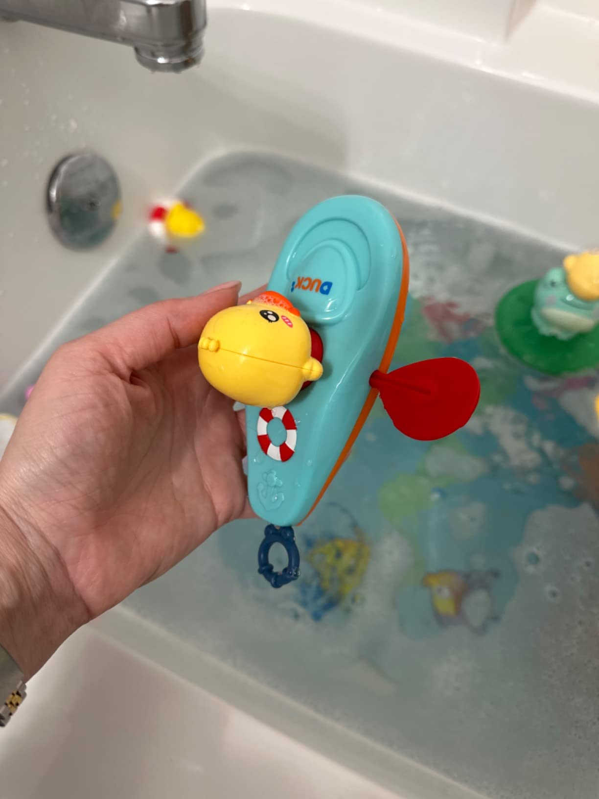 Toy Boat With Cute Duck-Shaped Bathtub For Babies, Convenient photo review