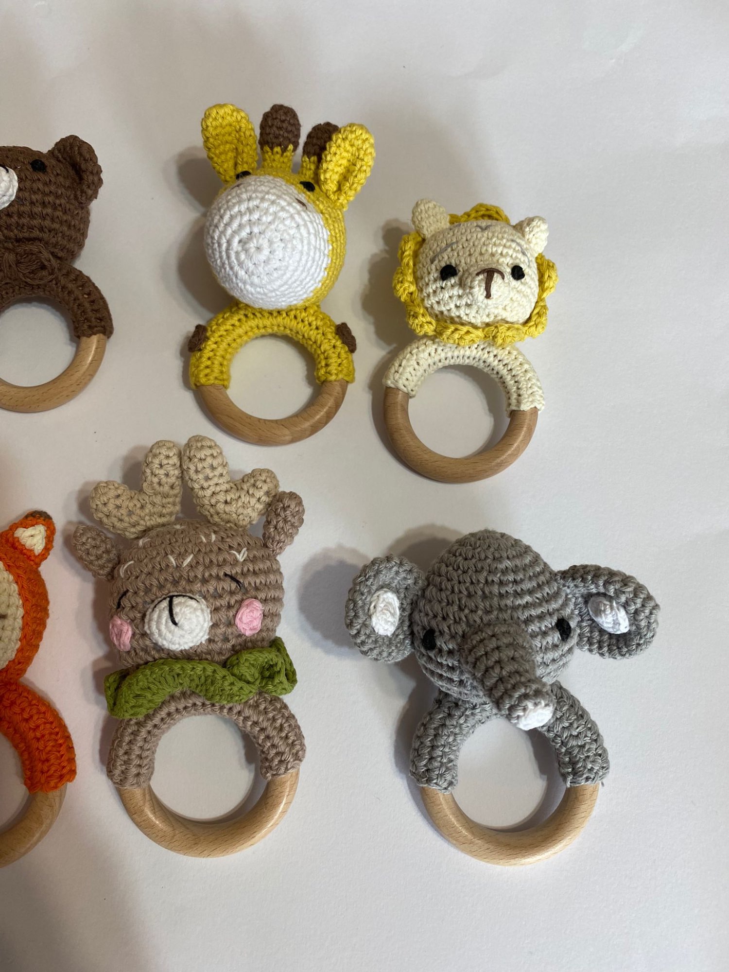 Crochet Baby Animal Rattles Wooden Teether Educational Toys photo review