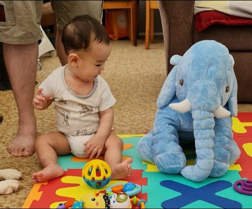 Baby Elephant Pillow, Elephant Doll Plush Toy Elephant Pillow Baby Comfort Doll photo review