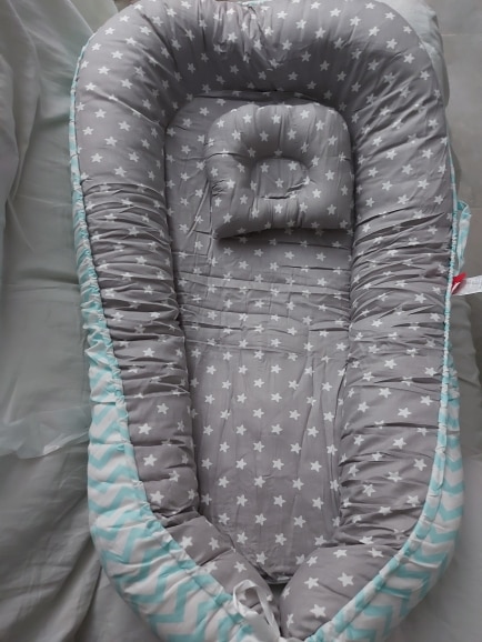 Baby Nest Bumper Sleepy Head Pillow Portable Baby Crib photo review