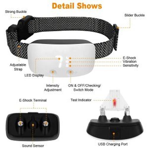 Rechargeable Anti-Barking Collar With Adjustable Sensitivity For Small And Medium Dogs