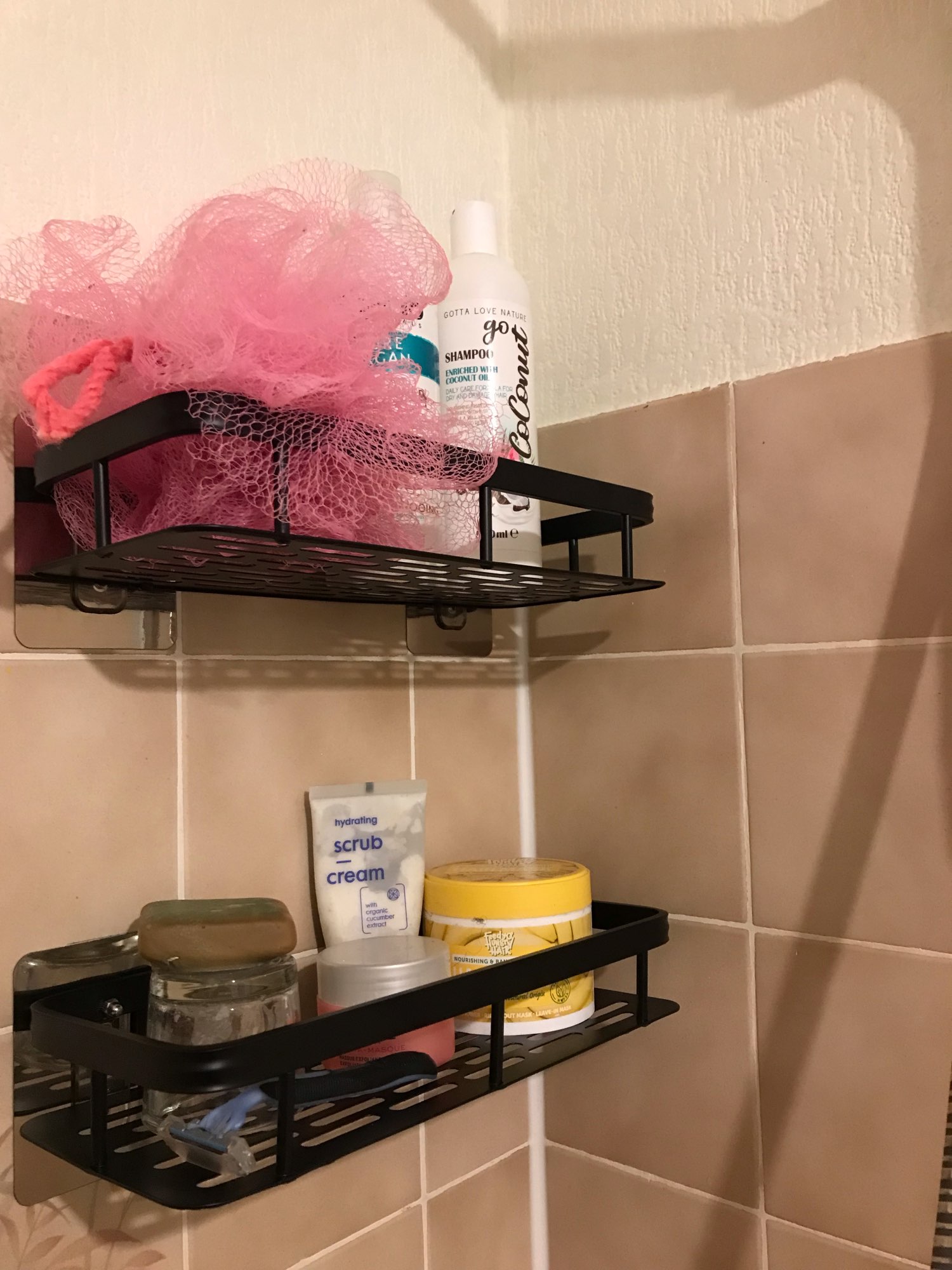 Wall Mounted Bathroom Shelves No Drill Aluminum Alloy Shampoo Rack photo review