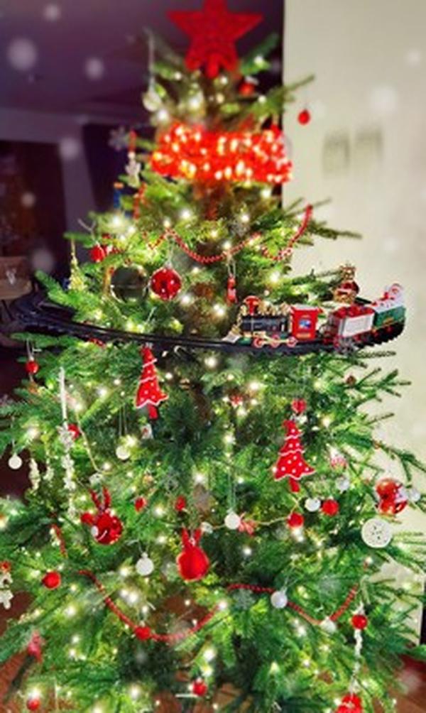 Battery-Powered Sound And Light Christmas Railway Train Set for Kids photo review