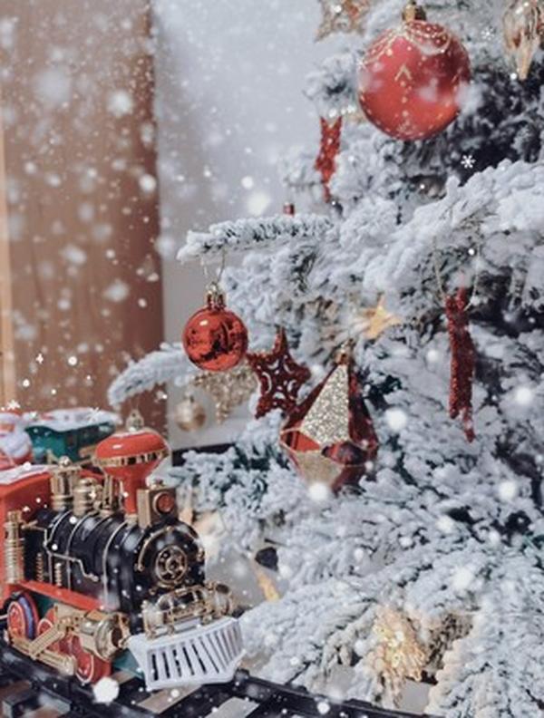 Battery-Powered Sound And Light Christmas Railway Train Set for Kids photo review