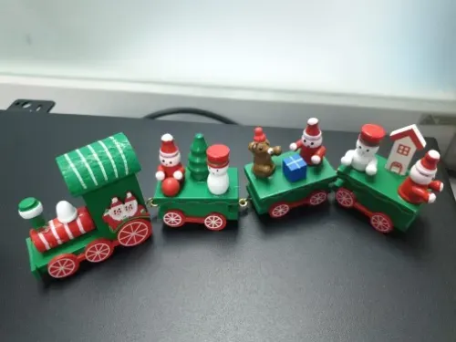 Plastic Christmas Train Ornaments With Santa Claus For Kids Home And Party Decoration photo review