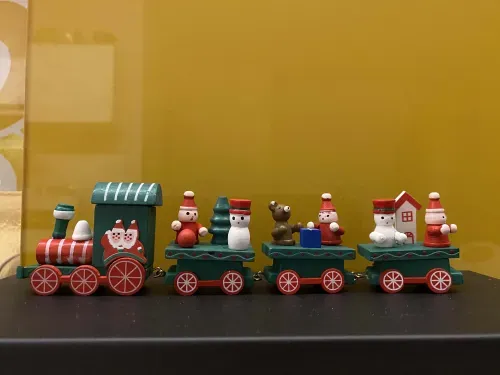 Plastic Christmas Train Ornaments With Santa Claus For Kids Home And Party Decoration photo review