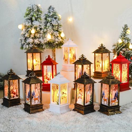 Portable LED Christmas Santa Claus Lanterns With Wind Lights For Home Decoration