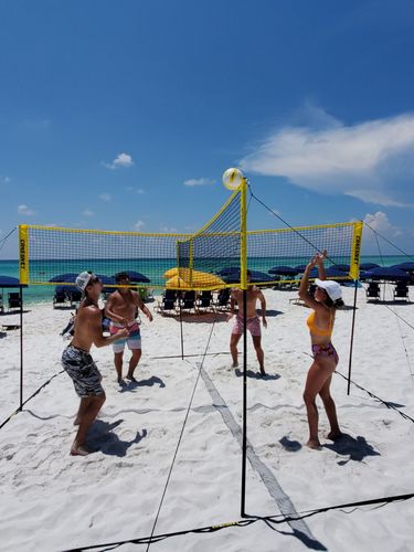 Cross Volleyball Net, PE Four Sides Standard Volleyball Net photo review