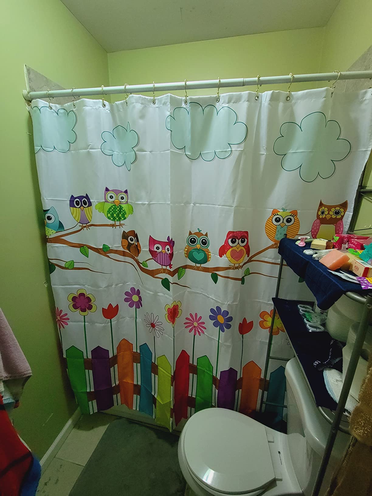 Cute Cartoon Owl Shower Curtain for Kids Bathroom Decor photo review