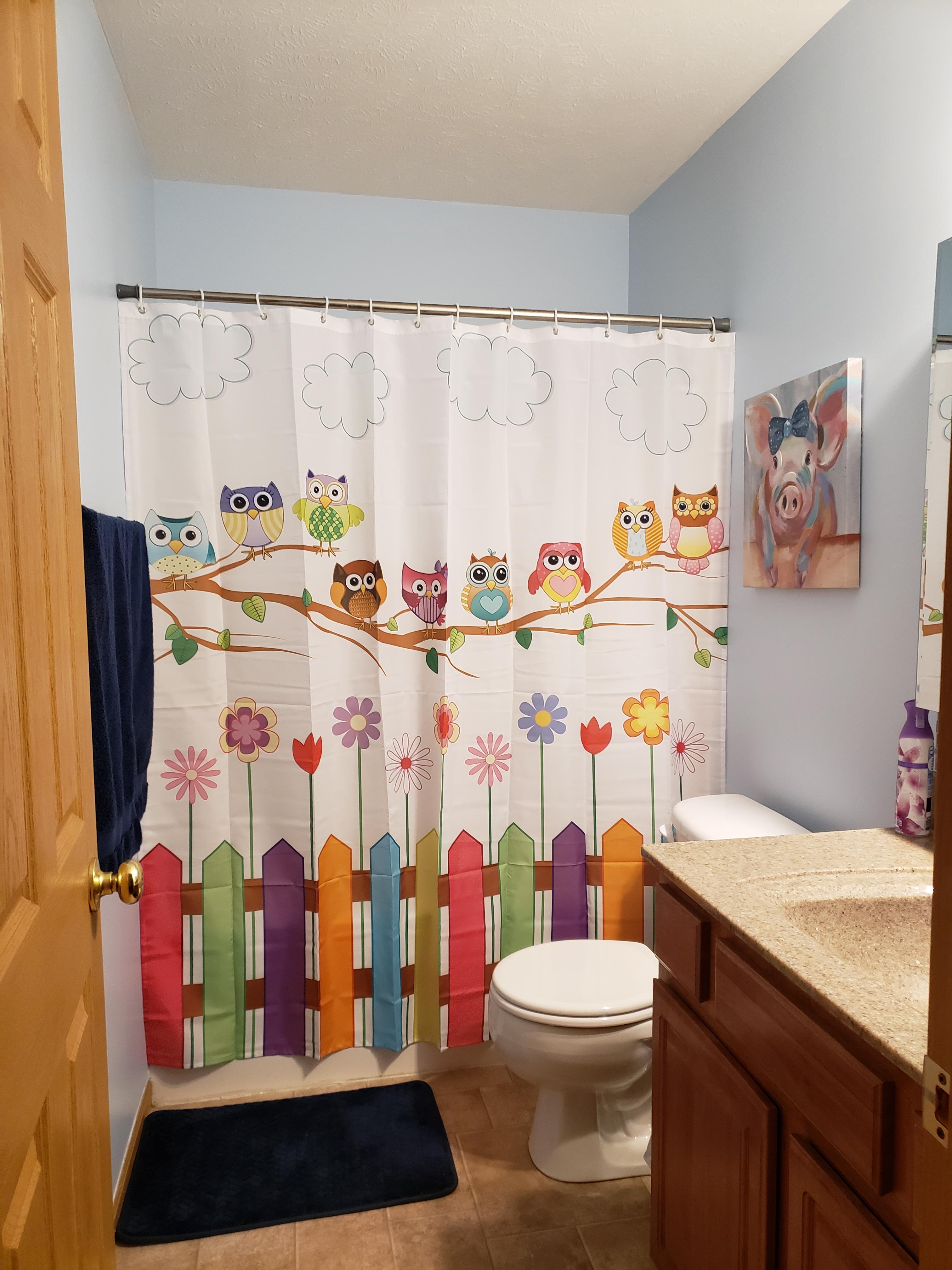 Cute Cartoon Owl Shower Curtain for Kids Bathroom Decor photo review