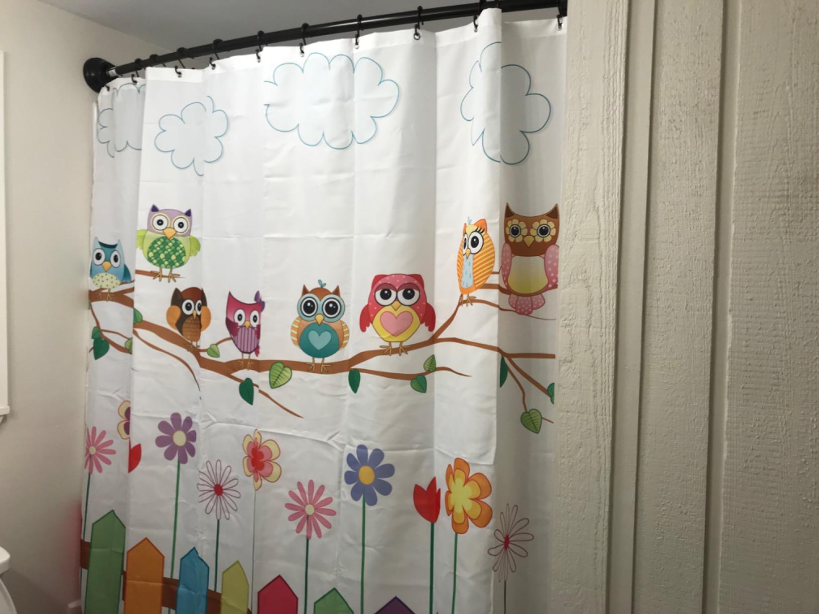 Cute Cartoon Owl Shower Curtain for Kids Bathroom Decor photo review