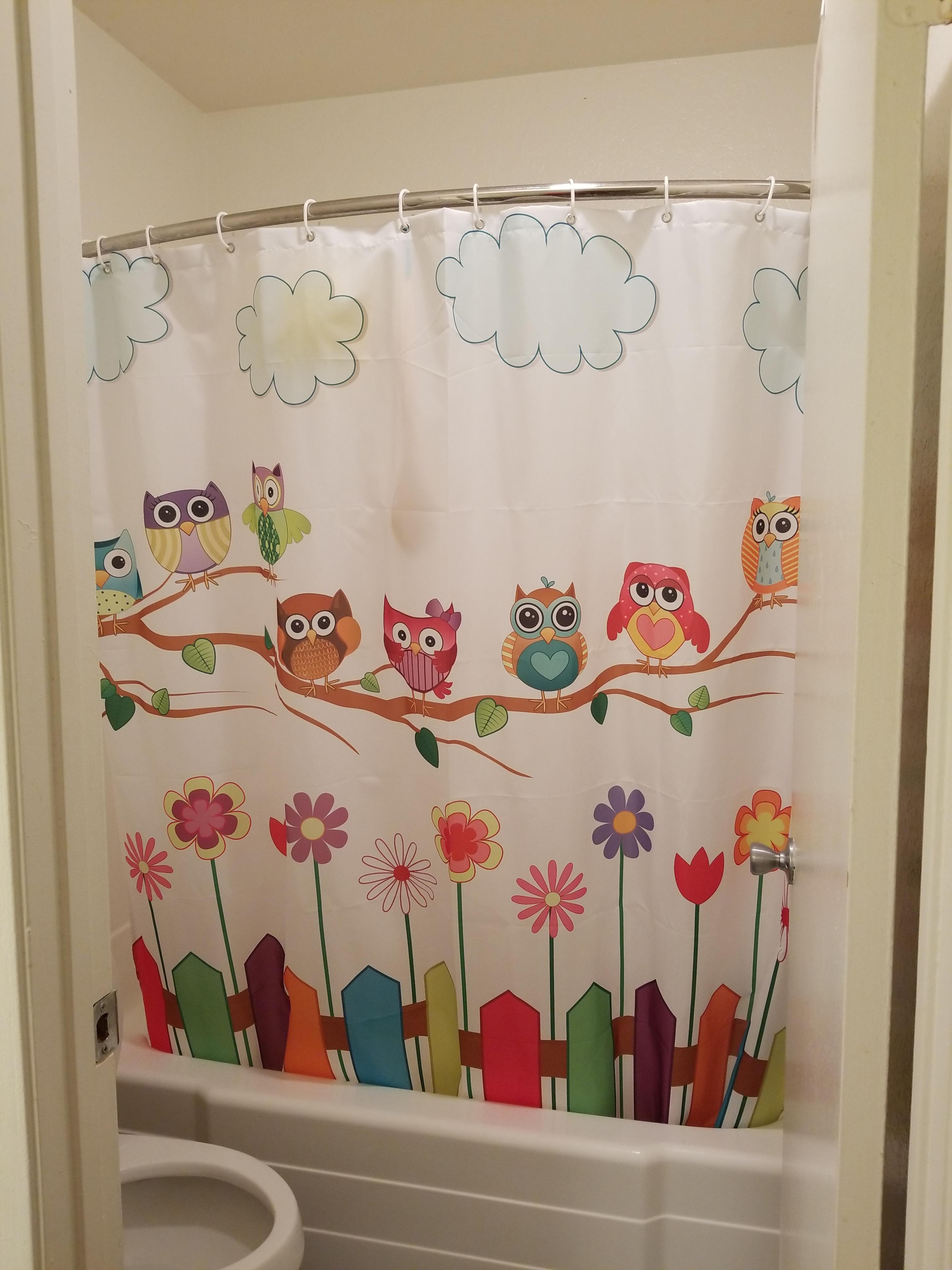 Cute Cartoon Owl Shower Curtain for Kids Bathroom Decor photo review