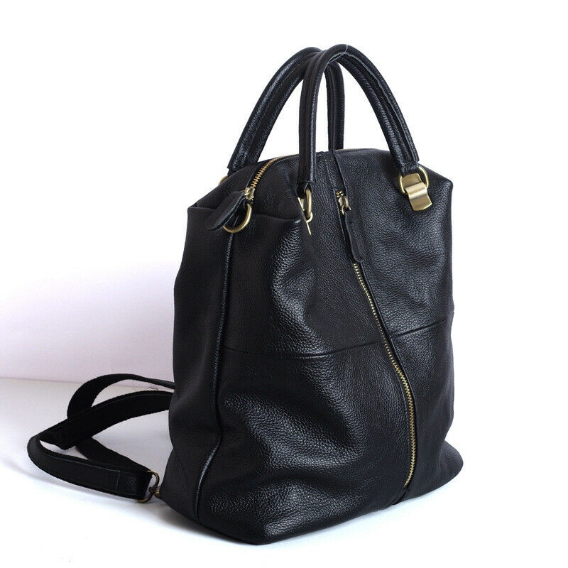 Designer Genuine Leather Women's Backpack Shoulder Bag Black Travel