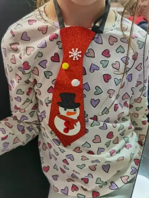 Funny Christmas Santa Claus Snowman Felt Tie For Kids Adults photo review