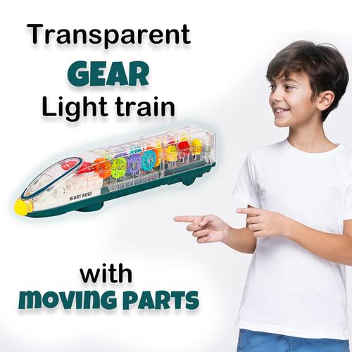 Electric Transparent Gear Speed Train With Music And Light For Kids