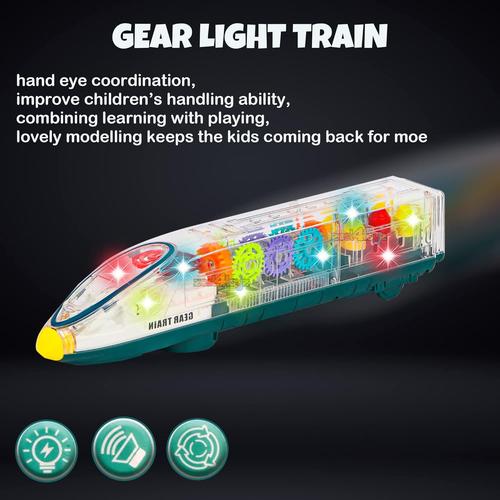 Electric Transparent Gear Speed Train With Music And Light For Kids