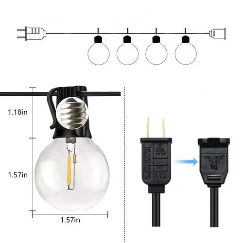 LED String Lights For Patio And Garden, Warm White Wire, Christmas Gift