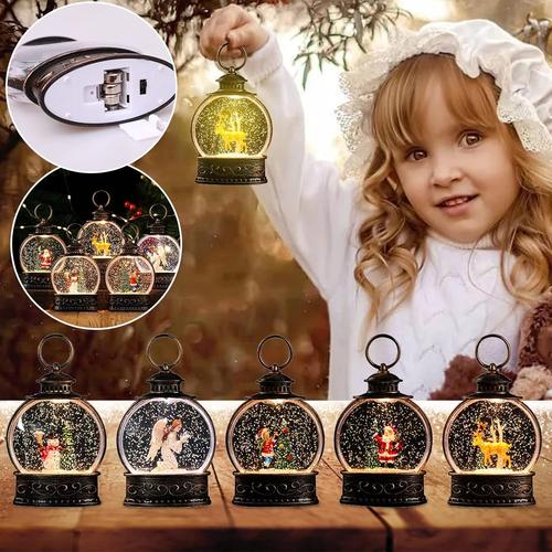 LED Christmas Snow Globe Lantern With Flickers and Glitter For Home And Party Decoration